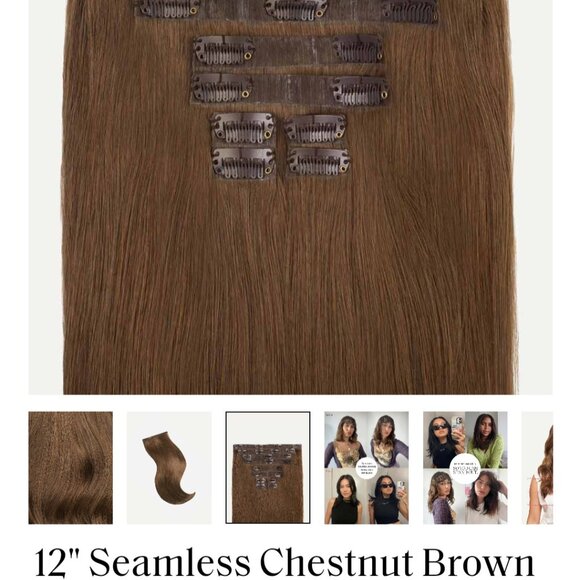 12 Inch Luxy Seamless Chestnut Brown Extensions - Picture 2 of 3